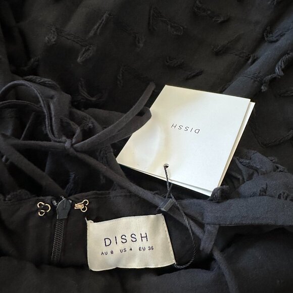 NWT DISSH Paloma Black Babydoll Midi Dress US 4 / UK 8 - Picture 6 of 6